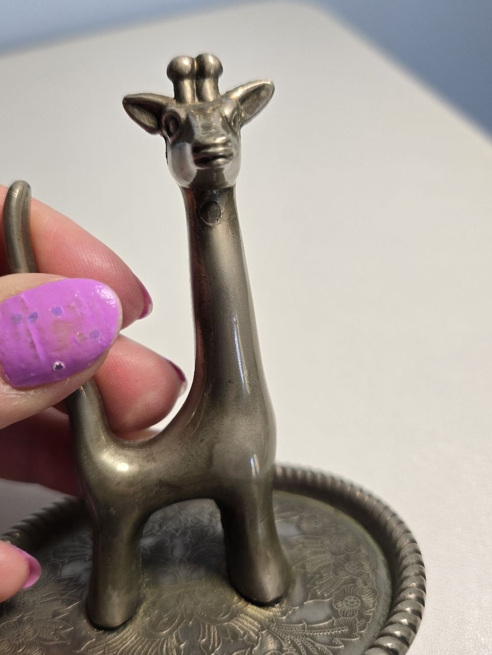 Vintage Interpur Pewter? Silverplate? Giraffe Ring Holder Hong Kong READ - Picture 6 of 8
